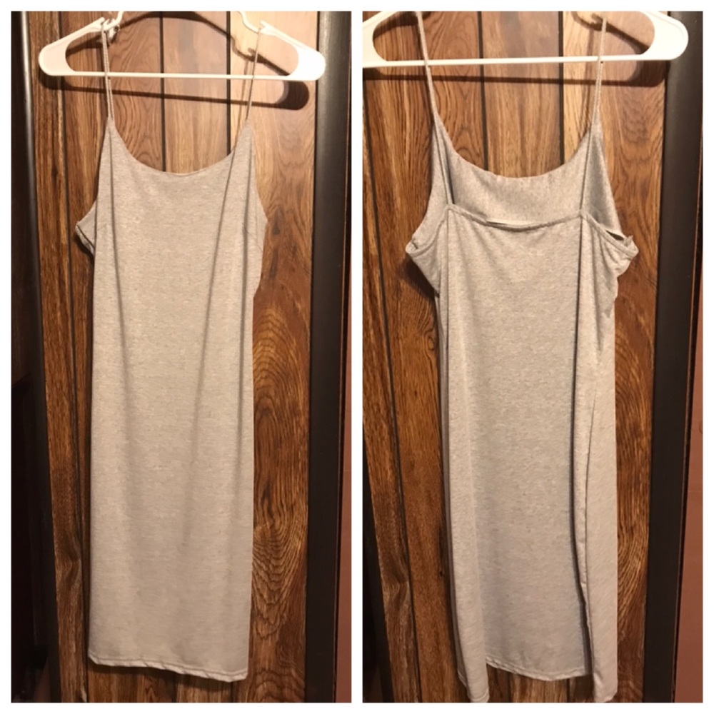 Heather grey form fitting spaghetti strap dress